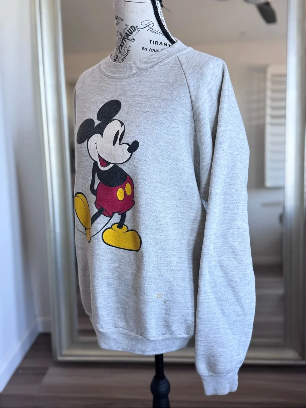Vintage 80s Disney Mickey Mouse Sweatshirt Top Graphic Mens Size XL USA Gray